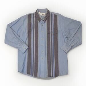 Vintage Roper Rodeo Blue Shirt Mens XL Blue Striped Western Button Front 90s